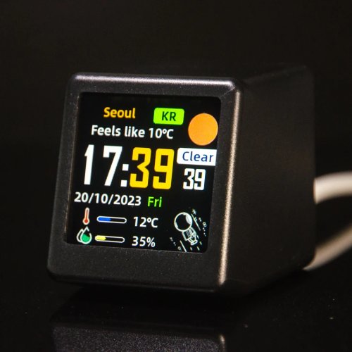 Trạm thời tiết để bàn mini WiFi với màn hình IPS LCD — đồng hồ kỹ thuật số trang trí