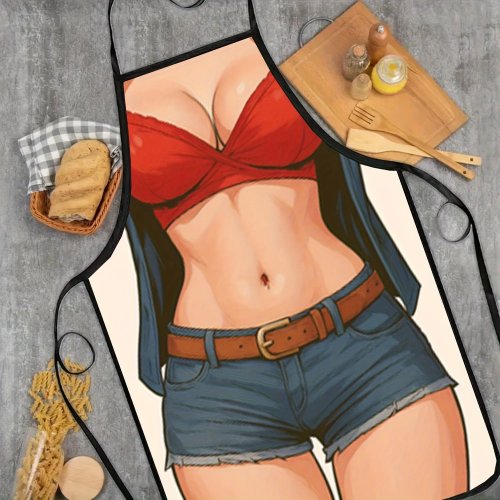 애니메이션 캐릭터 디자인 조절 가능한 앞치마 - 남녀공용 주방 앞치마, 긴 끈, 내구성 있는 폴리에스터