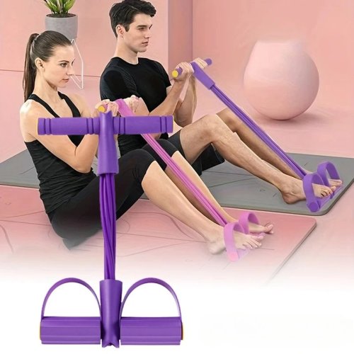 Tensionatore per Bande di Resistenza a 4 Livelli con Impugnature Antiscivolo - Attrezzatura Fitness Casa per Allenamento Addominali e Yoga