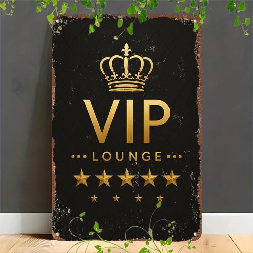 Vintage-Blechschild 'VIP Lounge' – retro flaches Metallschild 2D als Wanddekoration für Zuhause, Garage, Café, Bar oder Garten