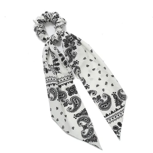 Koreanischer Satin-Haargummi mit Knoten und Quaste — Vintage-Ribbon-Scrunchie für hohen Pferdeschwanz