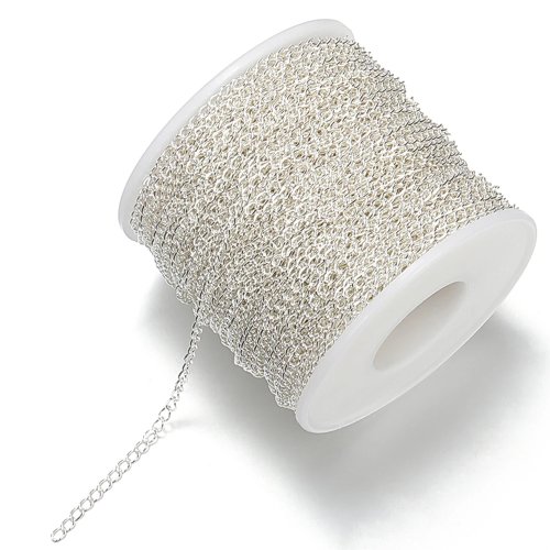 Cadena de extensión de acero inoxidable 2 m, rollo 2/3/4 mm bañada en oro para collar y pulsera DIY