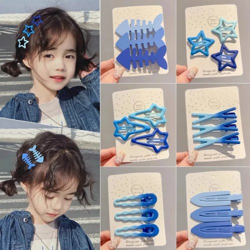 キッズ ヘアクリップ クラインブルー 前髪用 サイドクリップ 女の子用