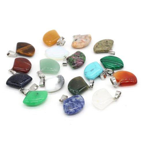 5 stuks waaier hangers natuurlijke steen kristal 22x23mm voor sieraden maken DIY ketting accessoires