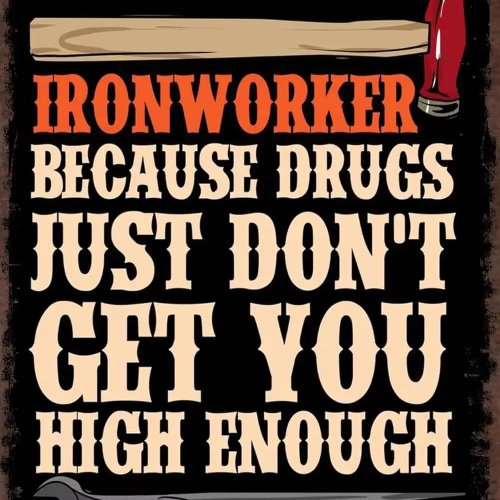 ヴィンテージメタルサイン『Ironworker Because Drugs』レトロブリキ看板 ホームジム用壁飾り 20×30cm