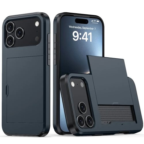 Funda resistente a prueba de golpes con cartera para iPhone 11 12 13 Mini 14 15 16e 17 Air Pro Max Plus