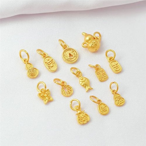 Mặt dây chuyền Cá Bầu vàng cát 18K thu hút tài lộc, Mặt dây chuyền may mắn cho vòng tay và vòng cổ DIY