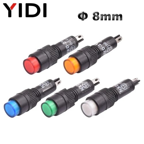 1/3 قطعة مصباح مؤشر LED 8 مم NXD-215 12/24/110/220 فولت AC/DC دائري بلاستيك مع أطراف لحام - أحمر/أخضر/أزرق/أصفر