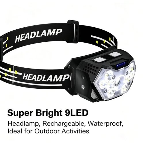 Lampe frontale LED 2000 lm rechargeable USB‑C étanche — Éclairage puissant pour vélo, chasse et travaux de nuit
