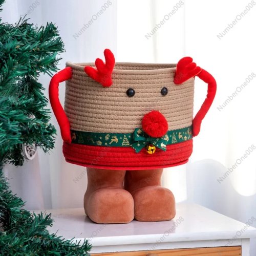 Weihnachtlicher Aufbewahrungskorb aus Baumwollseil für den Schreibtisch - Cartoon-Stil für Spielzeug und Kleinigkeiten