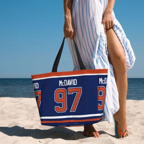 Edmonton Oilers Connor McDavid Home Jersey Back Phone Case Beach Tote Bag Duffle Large Tote Bag Women Travel Bag Fitness bag