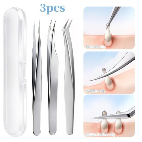 Nhíp chính xác bằng thép không gỉ chuyên dụng cho nối mi và lấy mụn đầu đen/mụn