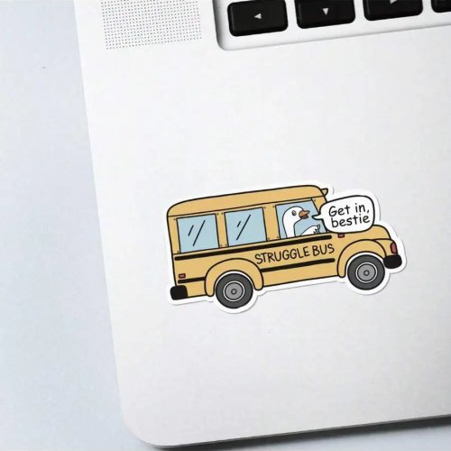 Autocollant Mignon Canard Conduisant un Bus Struggle - Décalcomanie Étanche pour Gourde et Carnet