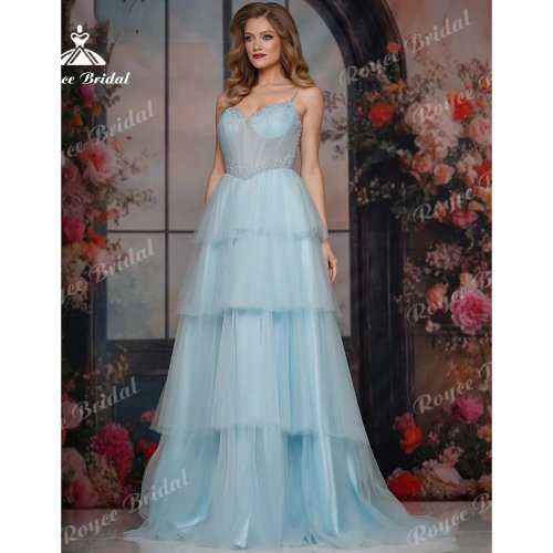 Плаття випускне ярусне з тюлю Roycebridal 2026 виріз сердечко А-лінія довге вечірнє формальне для жінок на замовлення