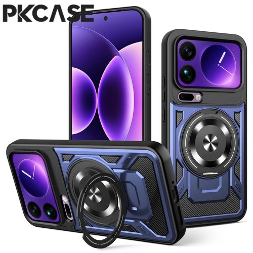 PKCASE Бронечехол с 360° вращающимся кольцом и магнитной подставкой для Xiaomi 17 Pro Max 15 14 Ultra 15T 14T Pro ударопрочный