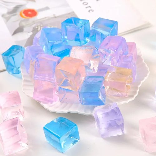 Lot de 15 squishy mini bloc de glace transparent – Fidget sensoriel anti-stress, cadeaux de fête en vrac et récompenses pour la classe