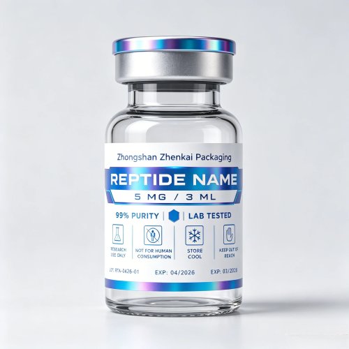 Label stiker perekat custom untuk peptida + kotak kemasan mewah untuk vial 3ml/5ml/10ml — untuk suplemen kecantikan & kebugaran