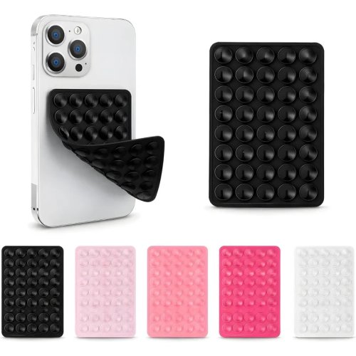 Poignée ventouse double face en silicone pour smartphone – 40 ventouses par côté, maintien puissant pour iPhone/Galaxy/Pixel/Android, selfie mains libres