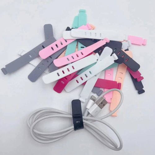 Pack 20 clips organizadores de cabos em silicone — Sujador de fios para carregador, auscultadores e rato