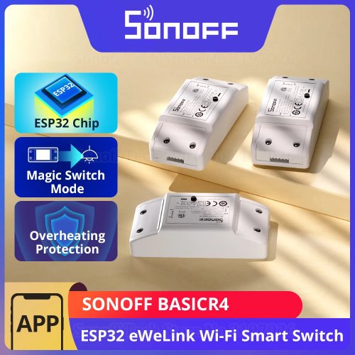 1-10PCS SONOFF BASICR4 Saklar WiFi Pintar, ESP32, Mode Magic Switch, Kendali Jarak Jauh eWeLink, Bekerja dengan Alexa & Google