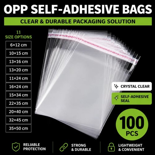 100 Stück transparente selbstklebende OPP-Beutel zum Verschließen, für Schmuck und Geschenke