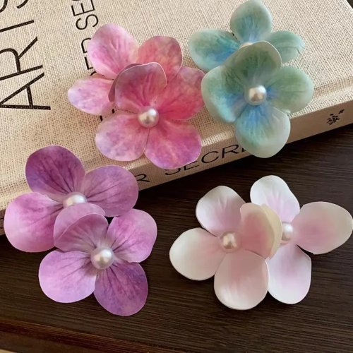 Kẹp tóc hoa lan 3D hình bướm bằng vải có ngọc trai — Phụ kiện tóc boho đi biển
