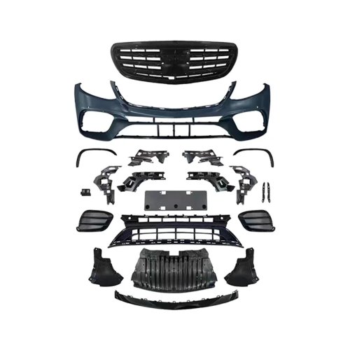 Gloss Black ABS Front Bumper Grille/Cover with Night Vision Sensor Compatibility for Mercedes‑Benz S‑Class (W222) AMG 2014–2016