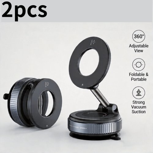 Supporto porta telefono auto 2 pezzi, ventosa per console centrale, supporto magnetico a vuoto girevole 360°, universale per navigazione
