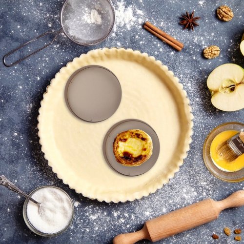 Set stampi mini rotondi per tartellette (egg tart) — Antiaderente con fondo removibile, superficie liscia e cottura uniforme per crostatine e muffin