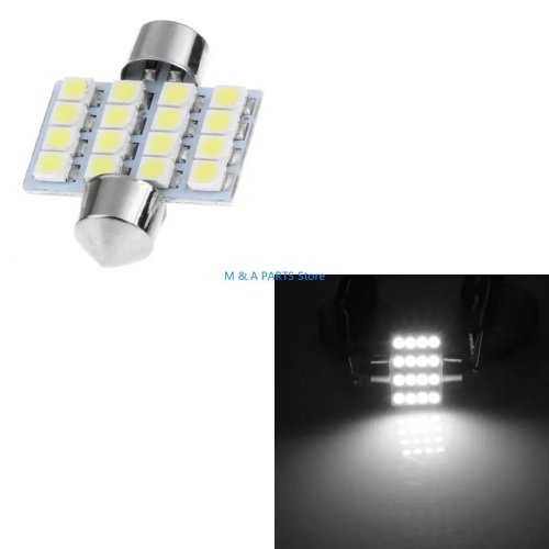 Ampoule LED feston 31 mm 16 SMD (3528) double pointe pour plafonnier/intérieur et plaque d'immatriculation voiture - 1 pièce