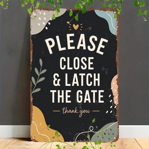 Cartel metálico retro 2D 'Por favor, cierre y asegure la puerta' – Placa vintage para casa, garaje, cafetería, bar y jardín