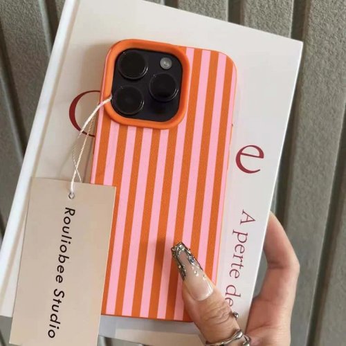 Case iPhone motif garis warna-warni bergaya minimalis untuk pasangan – kompatibel dengan iPhone 7/8/Plus/XS/XR/X/11/12/13/14/15/16/16E/17/Pro/Pro Max