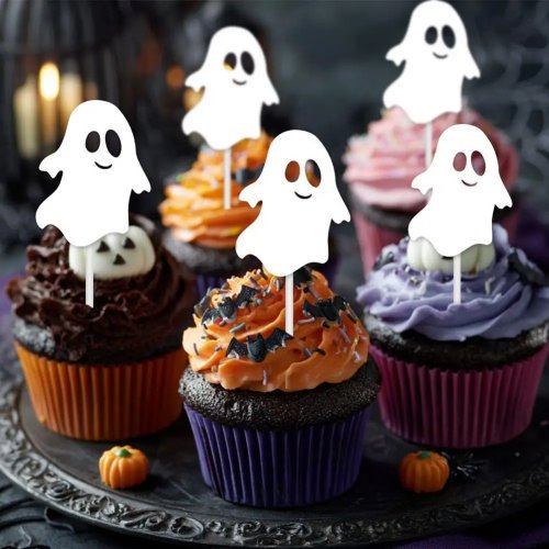Set decorazioni Halloween per torta e cupcake – teschio, ragno nero e pipistrello, decorazioni per festa