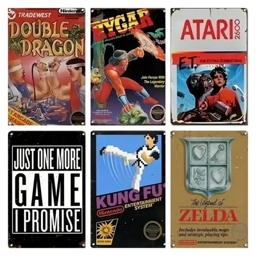 Biển Bảng Kim Loại Phong Cách Retro Game Cổ Điển Trang Trí Phòng Game Thủ
