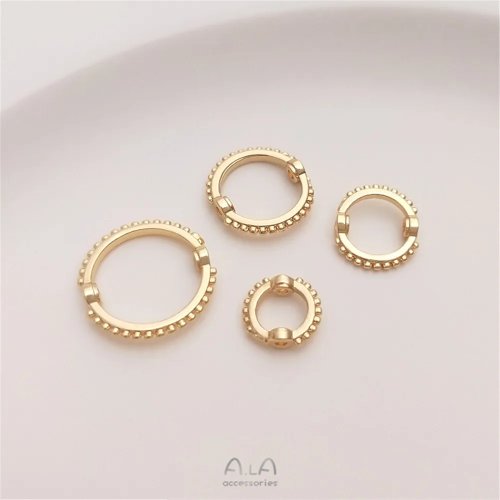 Набір позолочених 14K кілець‑намистин з подвійним отвором, мереживний візерунок — для DIY/handmade, нанизування кристалів і перлин, прикраси для сумок
