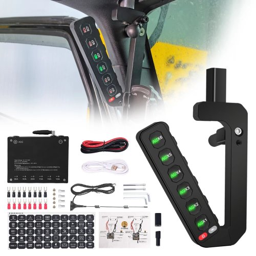 Bảng công tắc không dây 6 nút 12V cho tay cầm/tựa tay Jeep Wrangler JK/JKU 2007-2018