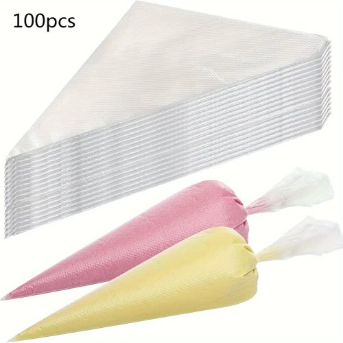 100 pz sacchetti usa e getta per pasticceria — extra resistenti e anti‑perdita, per decorare torte, glassa, pasticceria e fai‑da‑te, sicuri per gli alimenti