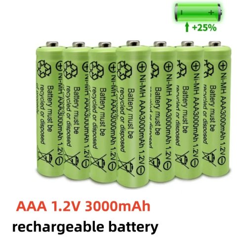 充電式電池 AAA Ni‑MH 3000mAh 1.2V 3A（イエロー）交換用セル — MP3、RCおもちゃ、LED懐中電灯用
