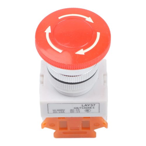 ปุ่มหยุดฉุกเฉินหัวเห็ดสีแดง แบบล็อกอัตโนมัติ, 660V, เกรดป้องกัน IP40