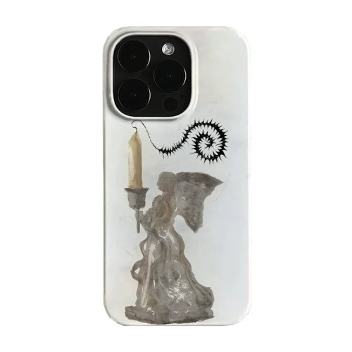 Custodia iPhone lucida antiurto con motivo statua candela in stile Y2K — compatibile con iPhone 7/8/Plus/X/XS/XR/11/12/13/14/15/16/17