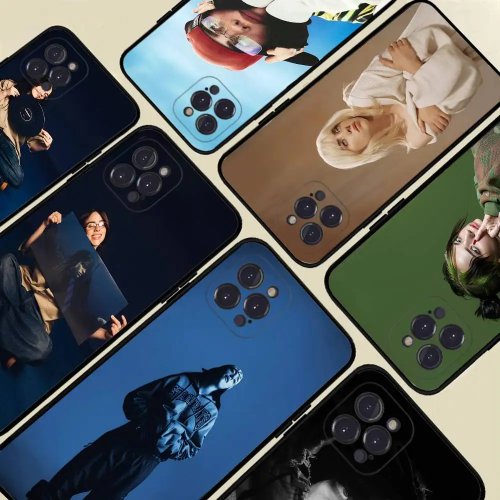 М'який чорний чохол для iPhone 17 16 15 14 13 12 11 Pro Max Plus з ударозахистом - Billie Eilish Hit Me Hard and Soft