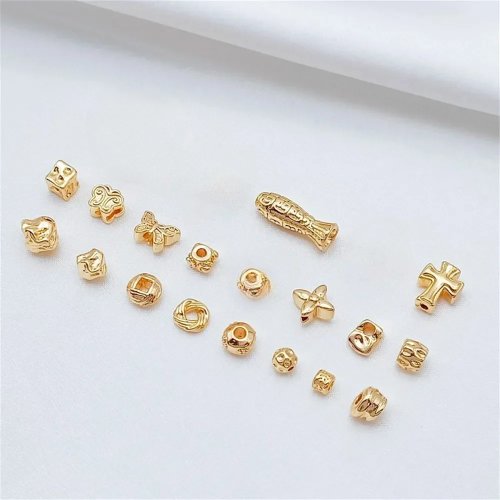 Hạt đá hình không đều mạ vàng 14K kèm hạt cách đều không đều, ngọc trai baroque — phụ kiện làm vòng tay thủ công