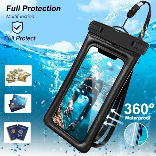 Kantong HP Anti Air Transparan PVC - Tas Kering Layar Sentuh Bercahaya dengan Kunci Segel untuk Berenang, Menyelam, Air Panas & Arung Jeram