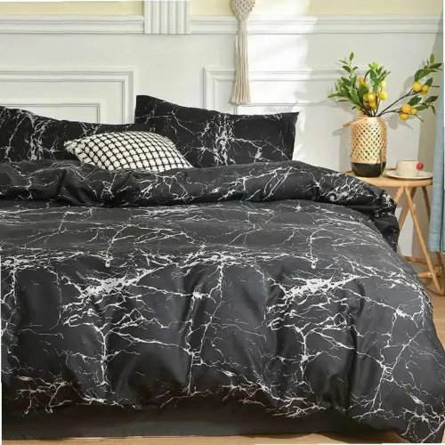 Funda de edredón con diseño mármol negro - impresión reactiva, 220x240 cm (Queen/King) / 200x200 cm (Doble)