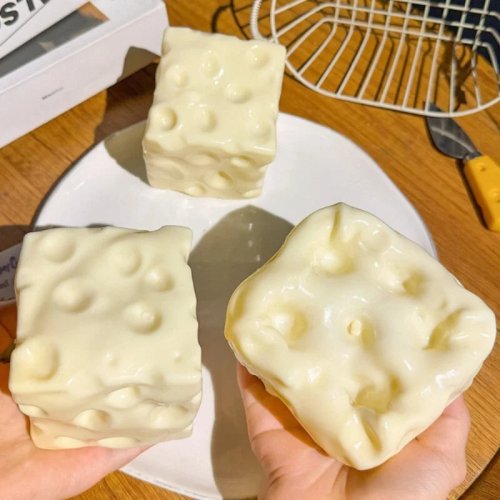 Taba Cubo de Queso Squishy Anti-estrés - Bola apretable moldeable, juguete sensorial sin rebote para niños y adultos, regalo relajante