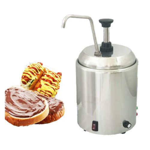 Calentador de queso y dispensador de chocolate en acero inoxidable 304, grado alimenticio, temperatura constante, doble depósito para uso comercial