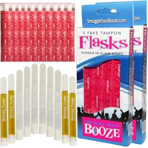 Bộ 10 bình giấu hình tampon – Ống nhựa bí mật tái sử dụng, chống rò rỉ, hộp đựng đồ uống nhỏ gọn và kín đáo cho buổi hòa nhạc