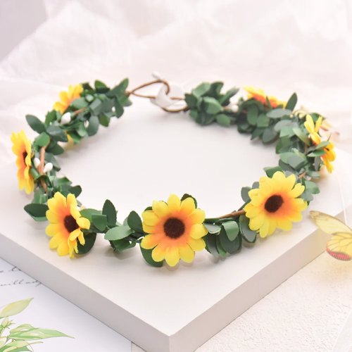 Fascia corona di fiori boho con farfalla – Accessorio capelli per sposa, matrimonio e festa