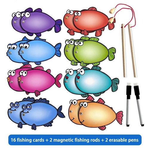 Bộ thẻ câu cá nam châm DIY 2 mặt, có thể xóa được – Đồ chơi giáo dục Montessori cho mẫu giáo và tiểu học