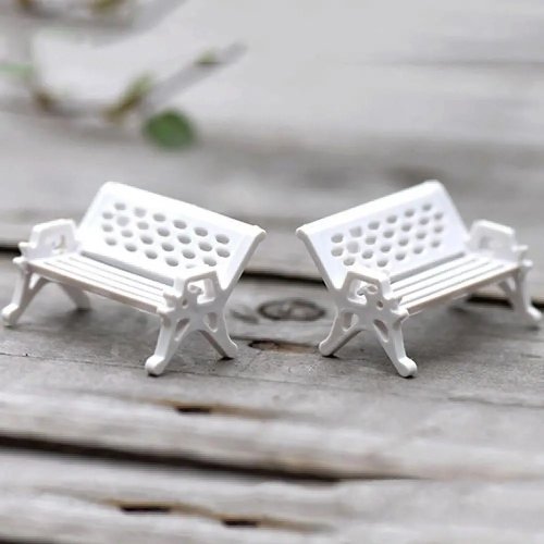 Set da 2 panchine mini in resina - Sedie mini carine per giardino delle fate e casetta delle bambole